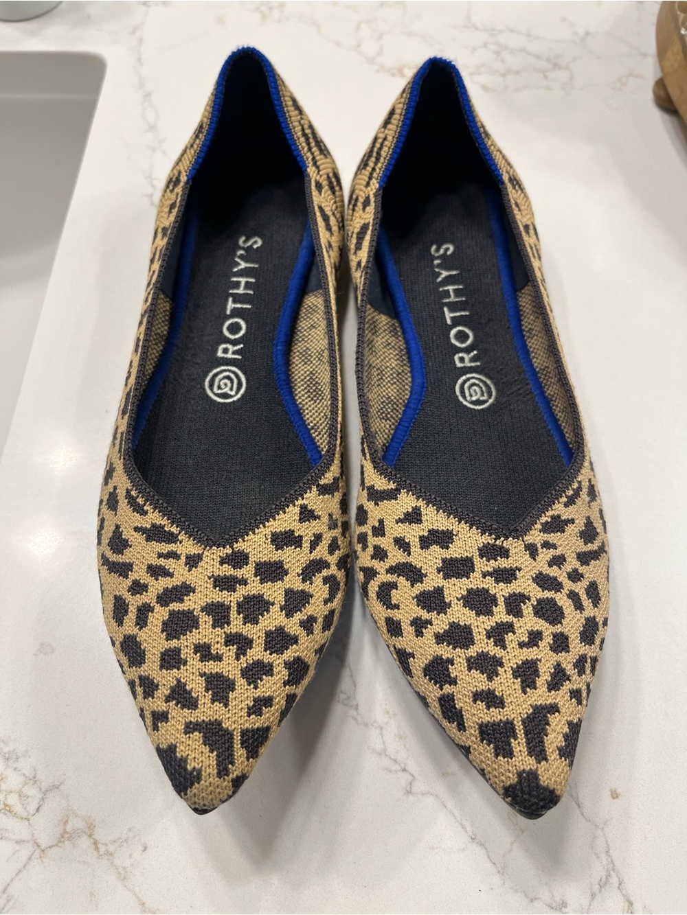 Rothy's Leopard-Print Pointed Flats in Tan and Black - Picture 1 of 4